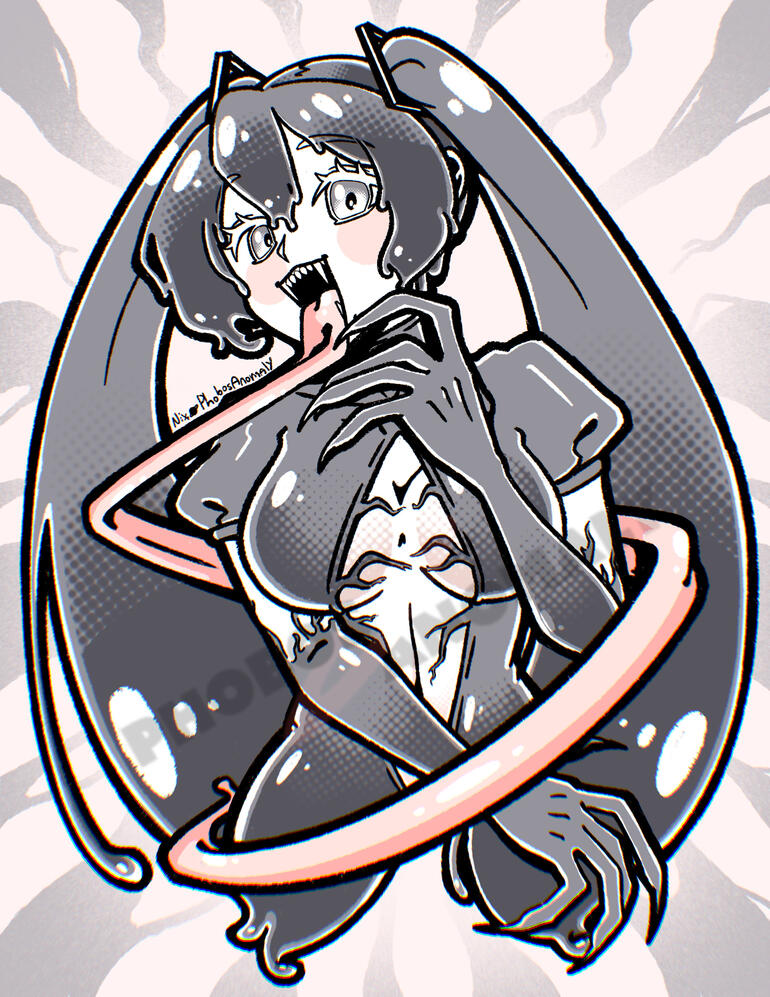(Personal Work) Fan art of &quot; Venom Miku&quot; design by chokopaii.