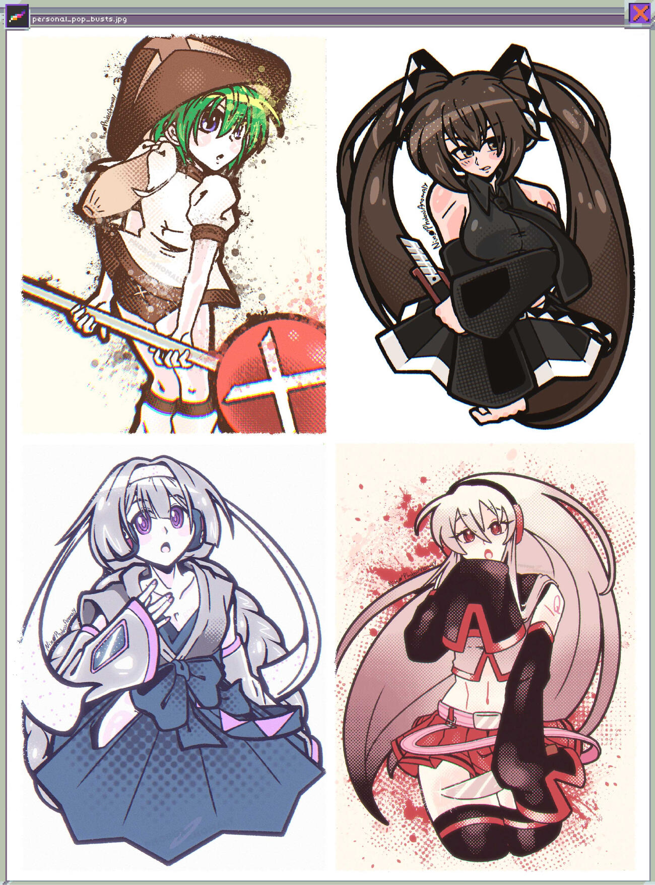 (Personal Work) A selection of 4 POP Bust-Ups predominantly featuring vocal synthesis characters