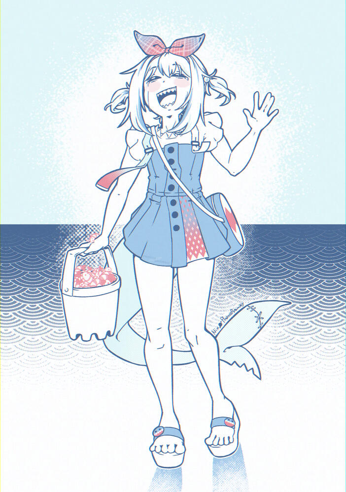 (Personal Work) Illustration of Vtuber Gawr Gura in one of her alternate outfits.