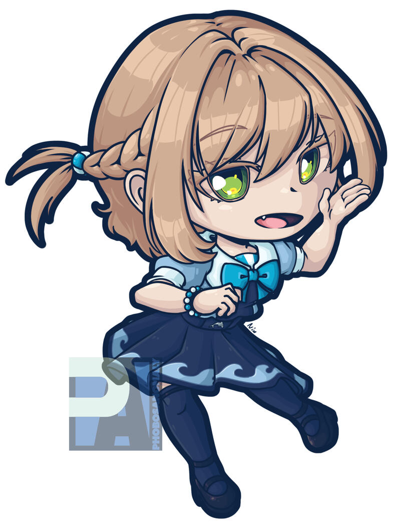 (Personal Work) Chibi-style Synthesizer V ANRI illustration inspired by CircusP's song "Dolphin" (pre-2024)