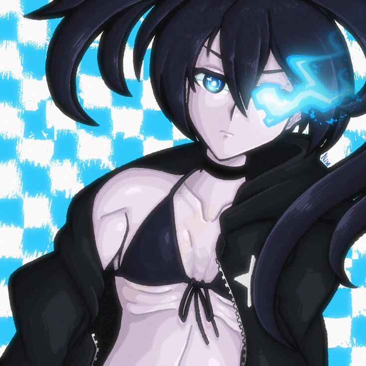 (Personal Work) Shaded Icon illustration of the character BLACK ROCK SHOOTER, designed by huke (pre-2024)