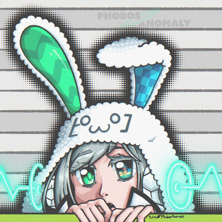 (Personal Work) Illustration of Utatane Piko in a fluffy rabbit hat, created for 2025's Easter-themed Pikollab