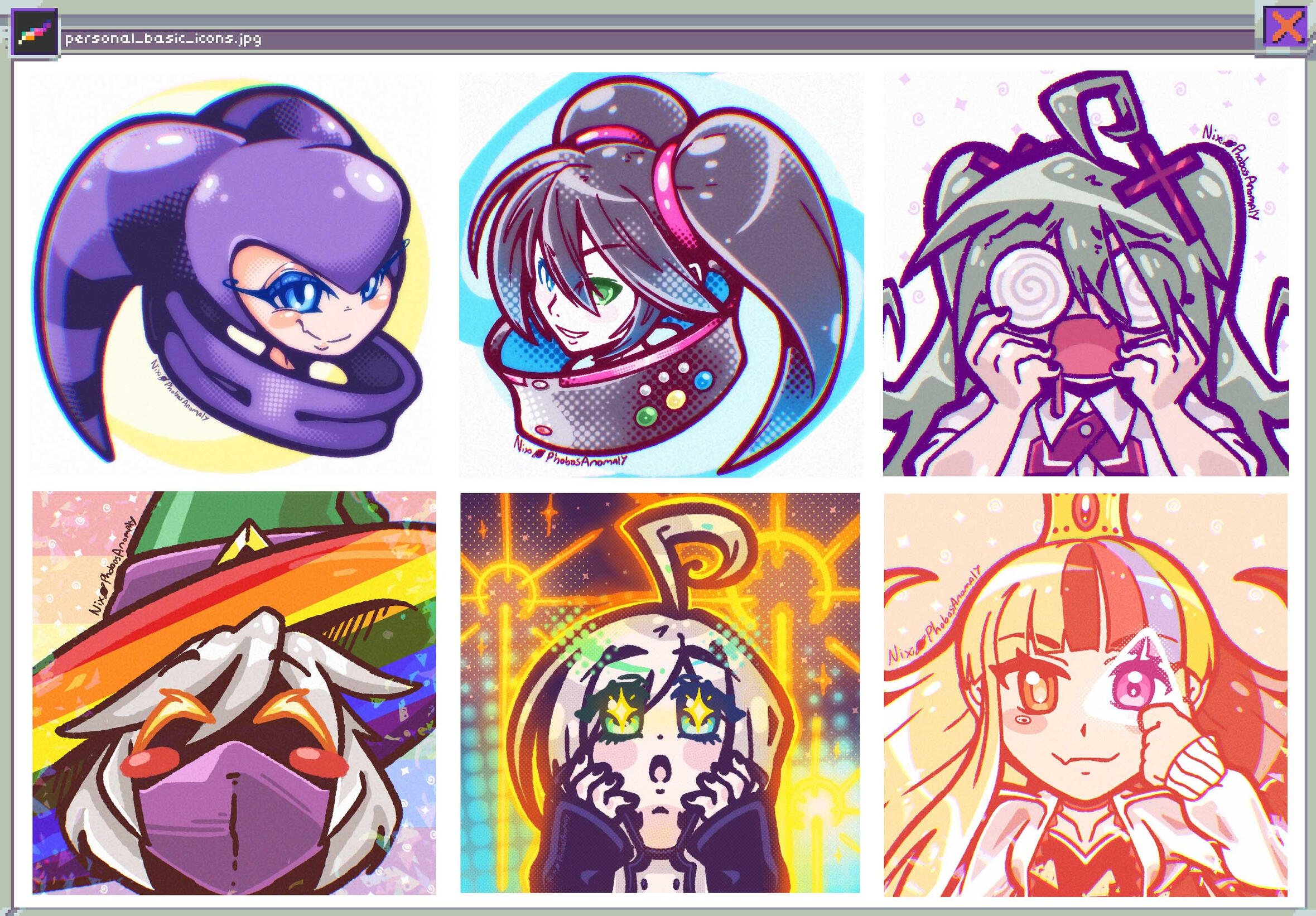 (Personal Work) A set of basic colored icons, including 4 chibi/mini styles